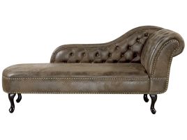 Right Hand Chaise Lounge Faux Suede Brown NIMES