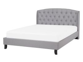 Fabric EU Double Size Bed Grey BORDEAUX