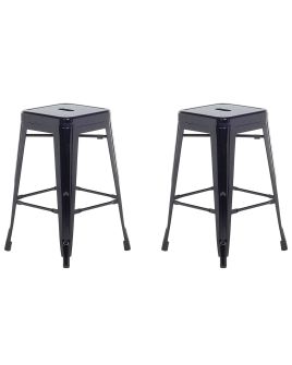Set of 2 Bar Stools 60 cm Black CABRILLO