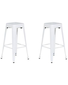 Set of 2 Bar Stools 76 cm White CABRILLO