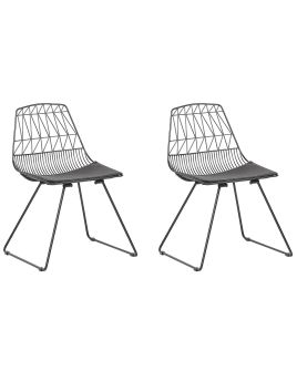 Set of 2 Metal Accent Chairs Black HARLAN