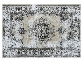 Cotton Area Rug 140x200cm Beige and Grey
