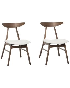 Set of 2 Wooden Dining Chairs Dark Wood and White LYNN