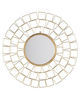 Round Metal Wall Mirror Gold 90cm