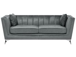 3 Seater Velvet Fabric Sofa Grey GAULA