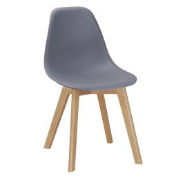 Lynton Plastic DIning Set of 4 Chairs with Solid Beech Legs - Grey