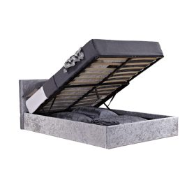 Birlea Berlin Steel Crushed Velvet Ottoman Bed - Kingsize 5ft