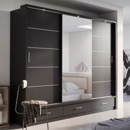 Artimas I Sliding Door Wardrobe 250cm - Black Matt