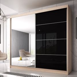 Malta-31 Sliding Mirror Door Wardrobe 233cm - Oak Sonoma