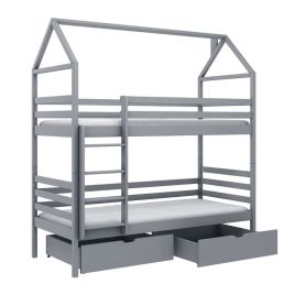 Lawrence Pax Wooden Bunk Bed with Storage and Foam Mattress - Grey