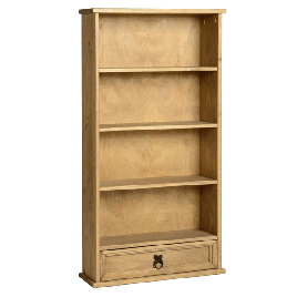 Waltham Solid Waxed Light Pine DVD Unit with 1 Drawer and 4 Shelves - Natural