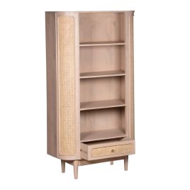 Roberts Cane & Mango Wood Bookcase with Drawer