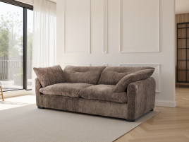 HAWKSTONE Fabric 3 Seater Sofa - Brown