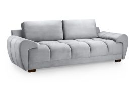 3 Seater Sofa - SUSAN Plush Velvet 3 Seater Sofa Grey 245cm