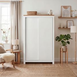 MILANA 2 Door Sliding Wardrobe White - 115cm