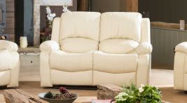 2 Seater Sofa - THERMAVEL Leather Recliner Sofa - Cream