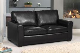 NOCERA Leather 3 Seater Sofa Bed - Black