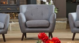 Armchair - ELVERRA Fabric Chair Dark Legs - Dark Grey