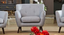 Armchair - ELVERRA Fabric Chair Dark Legs - Light Grey