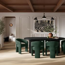 ALUNA Velvet Dining Chair - Forest Green