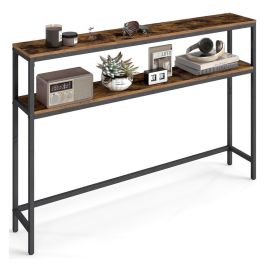 Console Table - ASTRO 2 Tier Hallway Table Rustic Brown and Black