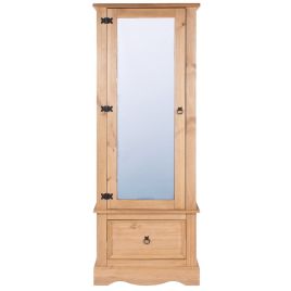 Corona Armoire Mirrored Wardrobe - Pine