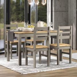 Ethans Dining Table with 4 Chair Set - Grey