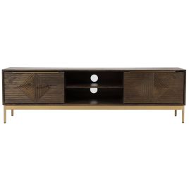Cristina Grooved Design Large TV Unit with 2 Doors and 2 Shelving Section - Mango Dark Finish