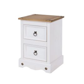Corona 2 Drawer Bedside Table - White