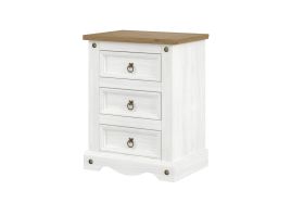 Corona 3 Drawer Bedside Cabinet - White