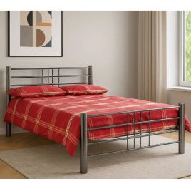 Cuba Hammered Silver Metal Bed Frame - 4ft6 Double