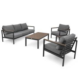YELVERTON Garden Table and Sofa Set - Grey