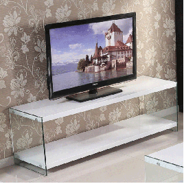 Modern Fusion of Style Stuttgart High Gloss TV Unit with Tempered Glass - White