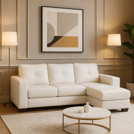 Ballymena Luxurious Corner 3 Seater Sofa in Bonded Leather - White