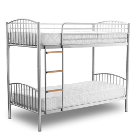 Burbank Space-Saving Splittable into 2 Metal Frames Bunk Bed in Silver Style and Flexibility
