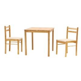 Gretna Natural Solid Rubberwood Dining Table and 2 Chairs Set