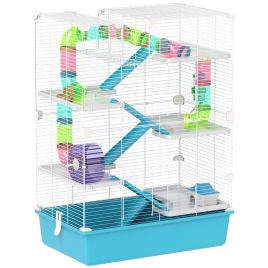 PAWSTER 6 Tier Hamster Cage Small Animal Cage Light Blue