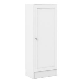 WRAYNE Low Narrow Bookcase Storage Cabinet with 2 Shelves and Door - White
