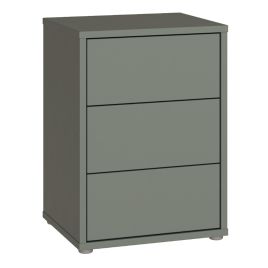 AVELINE Bedside Table Cabinet with 3 Push to Open Drawers - Sage Green