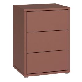 AVELINE Bedside Table Cabinet with 3 Push to Open Drawers - Terracotta