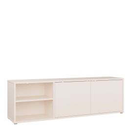 AVELINE Wide TV Unit Cabinet with 2 Push to Open Doors and Open Shelf - Sand