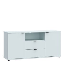 HELION TV Unit Cabinet with Open Shelf, Drawer and 2 Doors - Light Grey