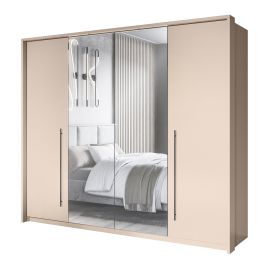 SAVIRA 4 Door Mirrored Sliding Wardrobe Beige - 255cm