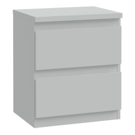 EDMONT Bedside Table with 2 Drawers - Light Grey