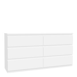 EDMONT White Chest of Drawers - Extra Large-sized, Double, 6 Drawers