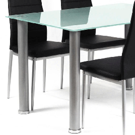 Cosette Cyrus Glass Top Dining Table - Silver
