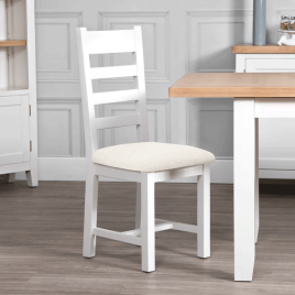 FANSER Fabric Seat Ladder Dining Chair Set of 2 - White