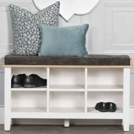 Quantum 6 Cubby Storage Holes Shoe Rack With Bench - White