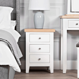 Bedside Table - QUANTUM 3 Drawer Nightstand White 45cm