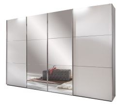 Landscape 4 Door 350cm Mirrored Sliding Wardrobe - White